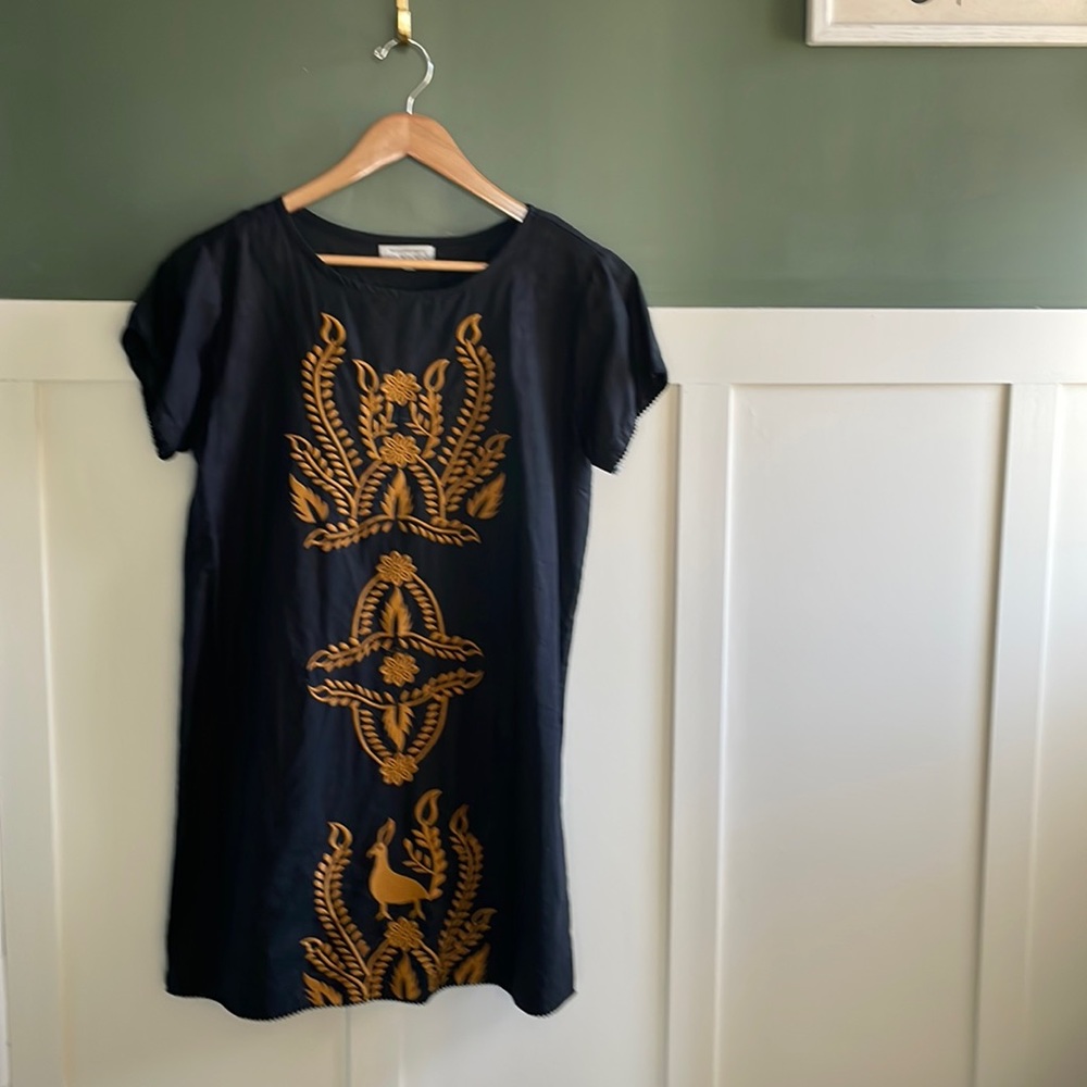 Black tunic with gold/rust colored embroidery size sm/m
